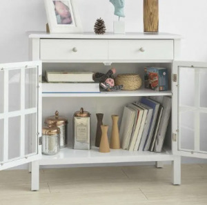 Shabby Chic üveg vitrin szekrény