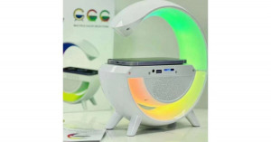 3in1 Vezeték nélküli RGB design asztali lámpa, bluetooth hangszóróval, gyorstöltővel