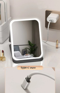 Érintős kozmetikai sminktükör, összecsukható, LED keret,akkumulátoros,fehér