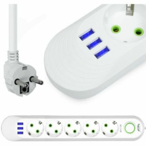 5-ös elosztó 3 USB csatlakozóval fehér - F-05U