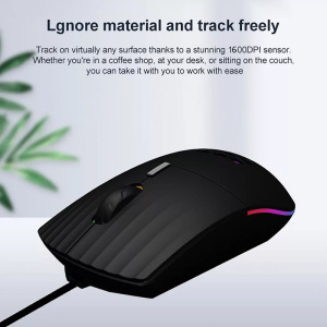 Vezetékes gamer egér, SXS-838, USB-C, RGB LED, 3200dpi, fekete borítás