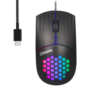Vezetékes gamer egér, SXS-838, USB-C, RGB LED, 3200dpi, fekete borítás