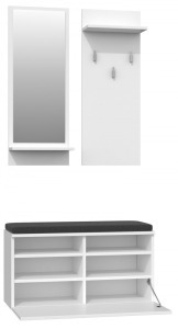 Drohmo Riva előszobafal, 35x90x16 cm, fehér