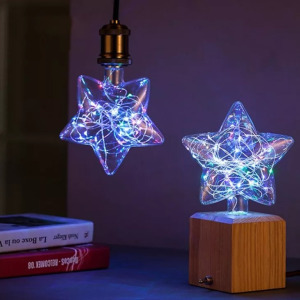 Csillag formájú színes LED üveg búra, E27, zöld-piros-kék-sárga ünnepi Csillag formájú színes LED üveg búra, E27, zöld-piros-kék-sárga ünnepi