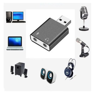 Külső USB 2.0 hangkártya 7.1, mikrofon + fejhallgató csatlakozó, fekete