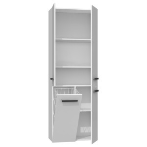 Thirassia 1K DD fürdőszoba szekrény, 60x174x30 cm, fényes fehér