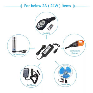 Hálózati szivargyújtós átalakító adapter, AC 230V, DC 12V/2A/24W, fekete