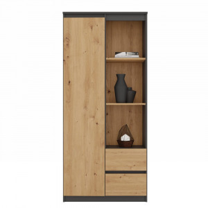 Riano MIX RS-80 Bily gardróbszekrény, 180x80x35 cm, antracit-tölgy