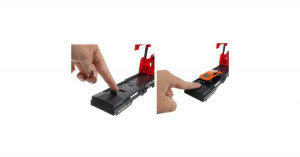 Autószállító kamion, 3 szintes kihajtható utánfutóval, 6db autóval, kilövőállomással