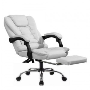 Főnöki-vezetői irodai forgószék masszázs funkcióval, lábtartóval - fehér