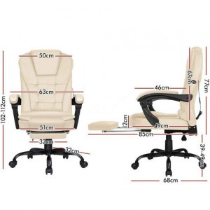 Főnöki-vezetői irodai forgószék masszázs funkcióval, lábtartóval - fehér