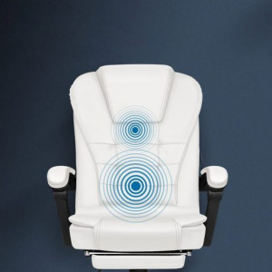 Főnöki-vezetői irodai forgószék masszázs funkcióval, lábtartóval - fehér