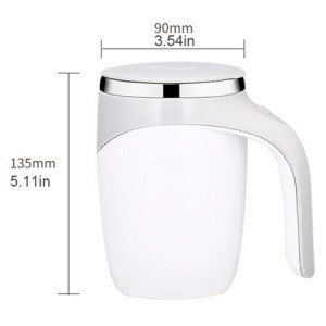 Mágneses önkeverős bögre beépített akkumulátorral, dupla falú - 380 ml - fehér - MS-876