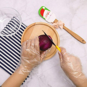 Eldobható védőkesztyű púder nélkül, TPE / 100 darabos csomag - L-es méret