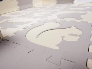 Hab szivacs puzzle 113x113 cm, 36db - szürke, ekrü állatos