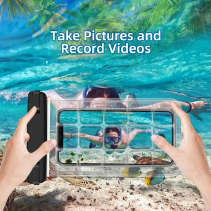 Univerzális víz- és ütésálló védőtok, okostelefonhoz, átlátszó-fekete