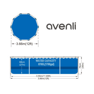 Avenli Frame Plus medenceszett köralakú szürke 366x76cm