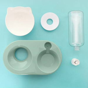 Etető és automata itató tál kis kedvenceknek - zöld