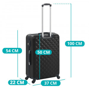 Utazóbőrönd szett kozmetikai táskával, fekete