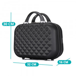 Utazóbőrönd szett kozmetikai táskával, fekete