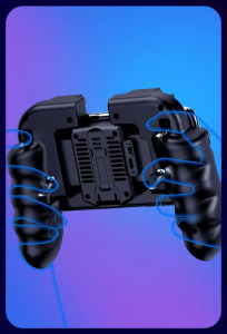 PUBG kontroller joystick, hűtőventilátor, iPhone és Android, fekete