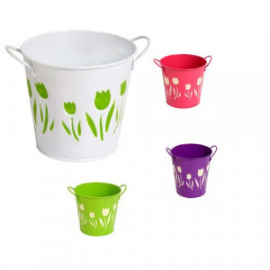 Fém kaspó tulipán színes 18cm