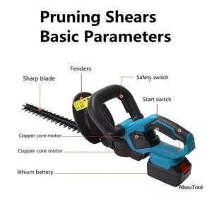 Hedge vezeték nélküli lítium sövényvágó 21V, 2 akkumulátorral