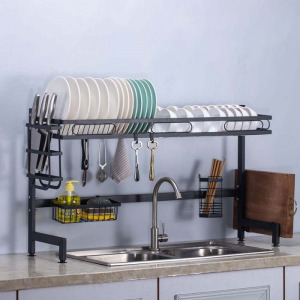 Edényszárító, dupla tálcás mosogató fölé