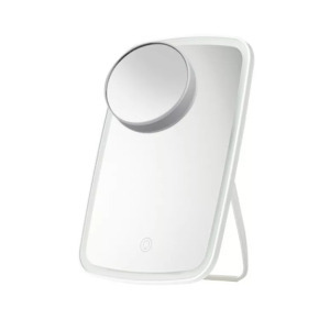 Érintős kozmetikai sminktükör, LED fényerő, 5x nagyítás, akkumulátor, fehér