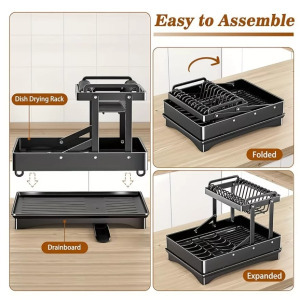 Tágas 2 szintes edénytartó 360°-ban forgatható kifolyóval, fekete