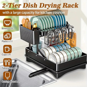 Tágas 2 szintes edénytartó 360°-ban forgatható kifolyóval, fekete