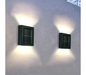 Mini, napelemes fali LED lámpa - 2 db