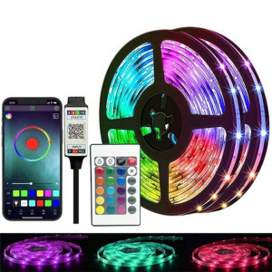 LED szalag, Sovel, Bluetooth alkalmazásvezérlés, 24 gombos távirányító, ragasztószalag, 5m, 4 db egybe