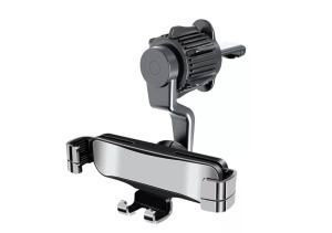 Autós mobiltelefon tartó, szellőzőrácsra, 360°-ban forgatható, ezüst/fekete
