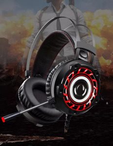 Gamer fejhallgató, USB, 2x3,5mm jack vezetékes, RGB LED, hangerőszabályzó