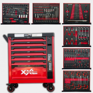 Munich Tools XXL szerszámos kocsi 250 részes 7 fiókkal