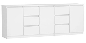 Drohmo 1D3S + 2D3S fiókos szekrény, 200x75x40 cm, fehér