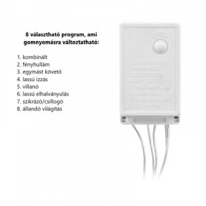 180 LED-es 8 programos karácsonyi jégcsap fényfüzér, izzósor, 8,5 m - kék