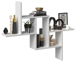 Drohmo Fiesta nyitott fali polc, tároló, 90x73,5x15 cm, fehér