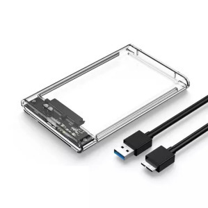 Külső merevlemez ház, 2.5" SATA HDD, USB 3.0, max. 6TB SSD/HDD-hez átlátszó