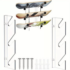 Akril gördeszkakihelyező állvány - falra szerelhető vízszintes gördeszka, snowboard tartó