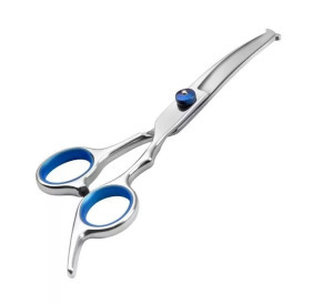 Professzionális állatkozmetikai olló, rozsdamentes acél, 17 cm, ívelt