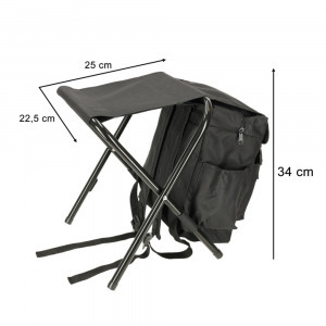 Összecsukható kemping horgász szék és hátizsák -fekete