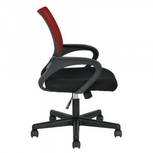 Karfás irodai forgószék, fekete-piros