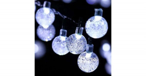 Fényfüzér üveggolyókkal, hidegfehér, 30 LED, 3 méter