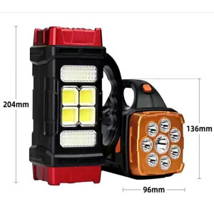 HB-1678 extra erős fényű, 108 LED-es, napelemes kézilámpa, power bank