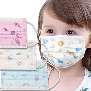 10 darabos gyermekszájmaszk csomag vidám mintákkal - háromrétegű