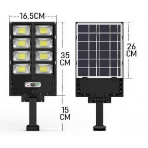 Solar Street Light kültéri napelemes lámpa mozgásérzékelővel és fényvezérléssel + távirányító, 336 ledes - MS-843