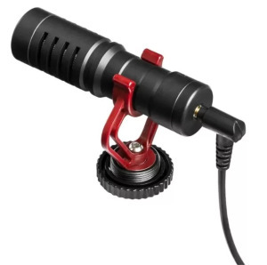 Kondenzátor mikrofon, TRS és TRRS csatlakozóval, videofelvételhez, fekete