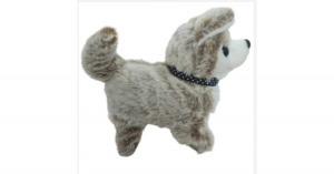 Husky kutya, elemes, sétáló, puha plüss borítással, hanggal, barna - fehér